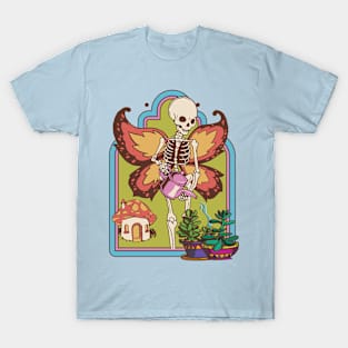 Vintage Fairycore Aesthetic Skeleton Butterfly Succulent T-Shirt